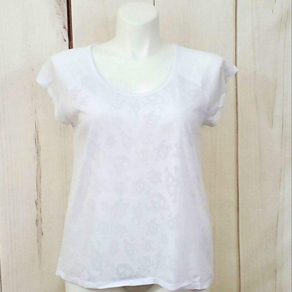 Skull Top White Tee Plus Size Burnout Tee Goth Gothic Emo New With Tags